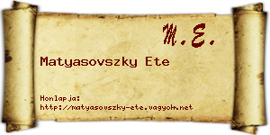 Matyasovszky Ete névjegykártya